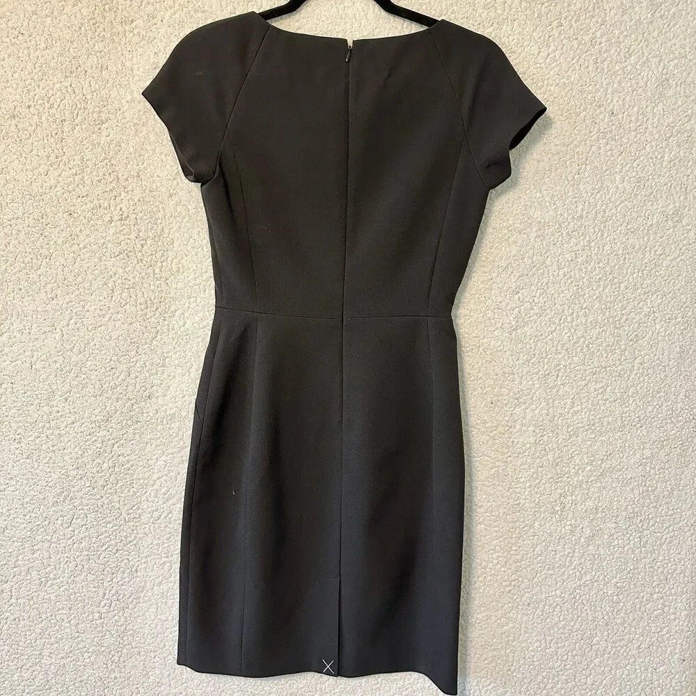 J Crew Women’s Cap Sleeve Boatneck Bodycon Midi Dress Black‎ Size 0 NEW